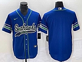 Men's Seattle Seahawks Blank Blue With Patch Cool Base Stitched Baseball Jersey,baseball caps,new era cap wholesale,wholesale hats